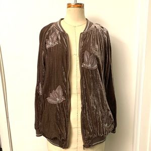 Anthropologie Velour Track Jacket